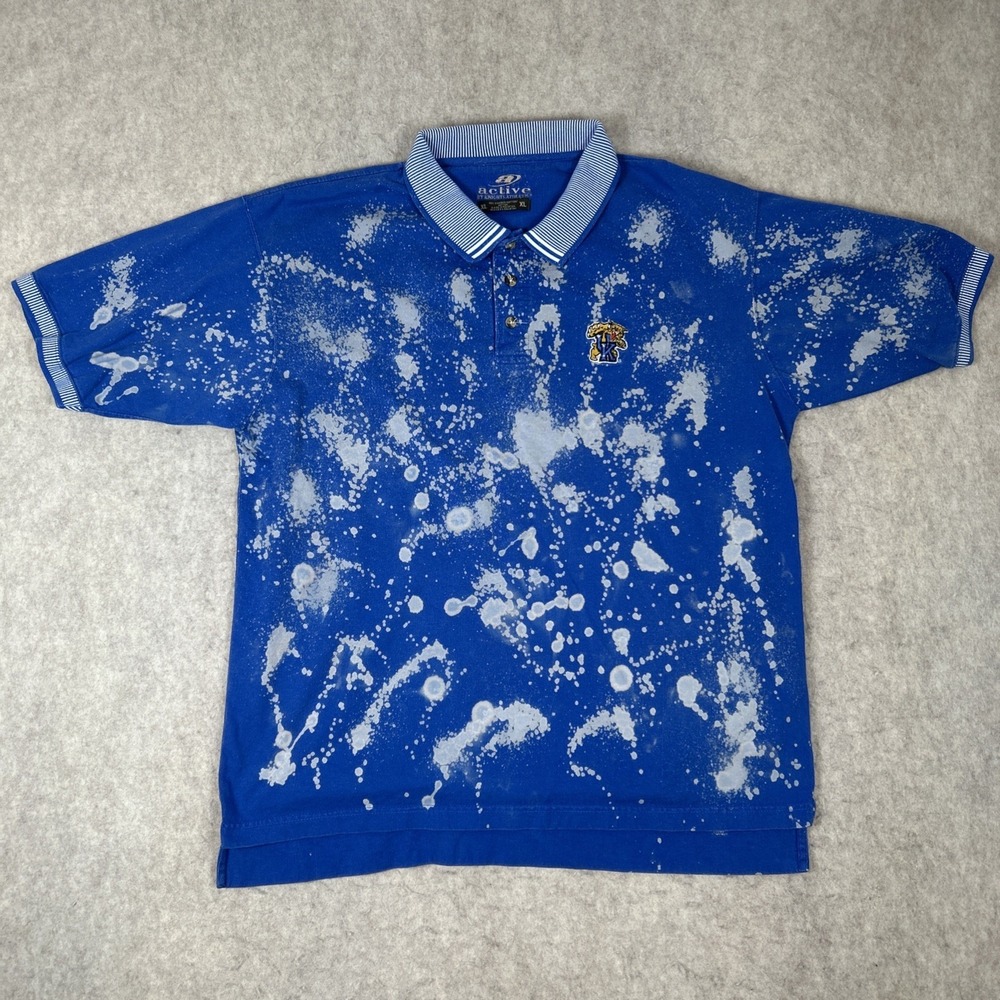 Vintage Kentucky Wildcats Polo Shirt XL  Blue Y2K  Wildcat Logo